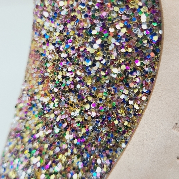 Jimmy Choo London | Multicolored Evelyn Glitter Peep Toe Pumps (Italian Size 39) - Picture 6 of 15
